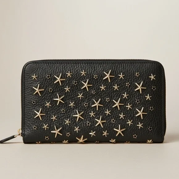 Jimmy Choo Filipa Star-Studded Zip-Around Long Leather Wallet - Picture 1 of 13